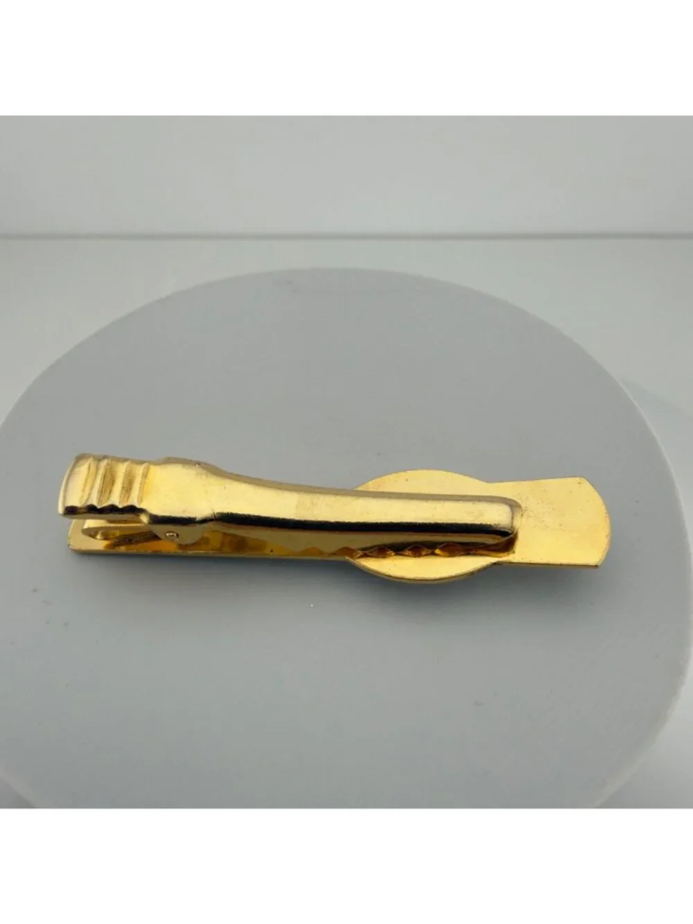Vintage Mother of Pearl Rams Head Damascene Cufflinks Tie Bar Set Gold Tone